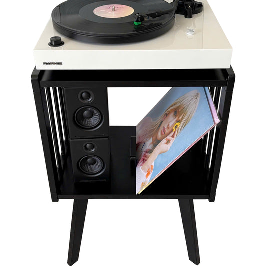 Mid-Century Record & Storage Display- Black Finish